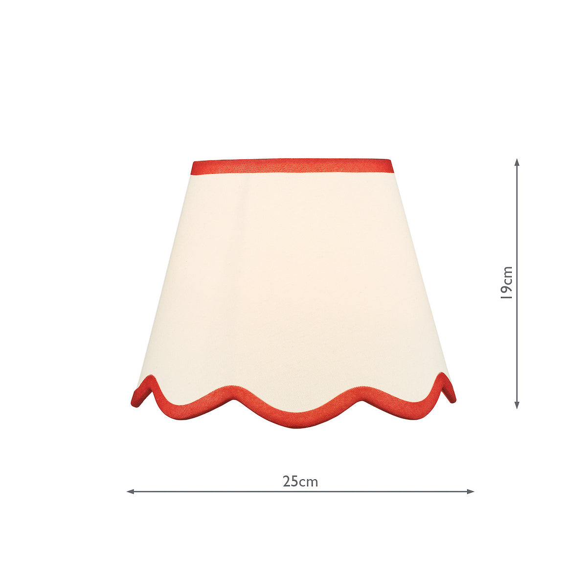 Dar Poma Natural Linen Tapered Drum Shade 25cm Red Trim