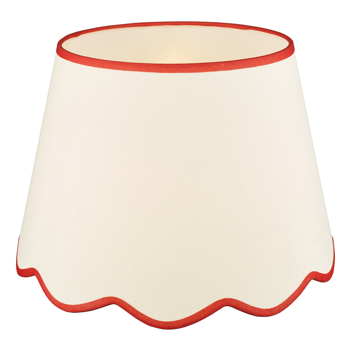 Dar Poma Natural Linen Tapered Drum Shade 45cm Red Trim