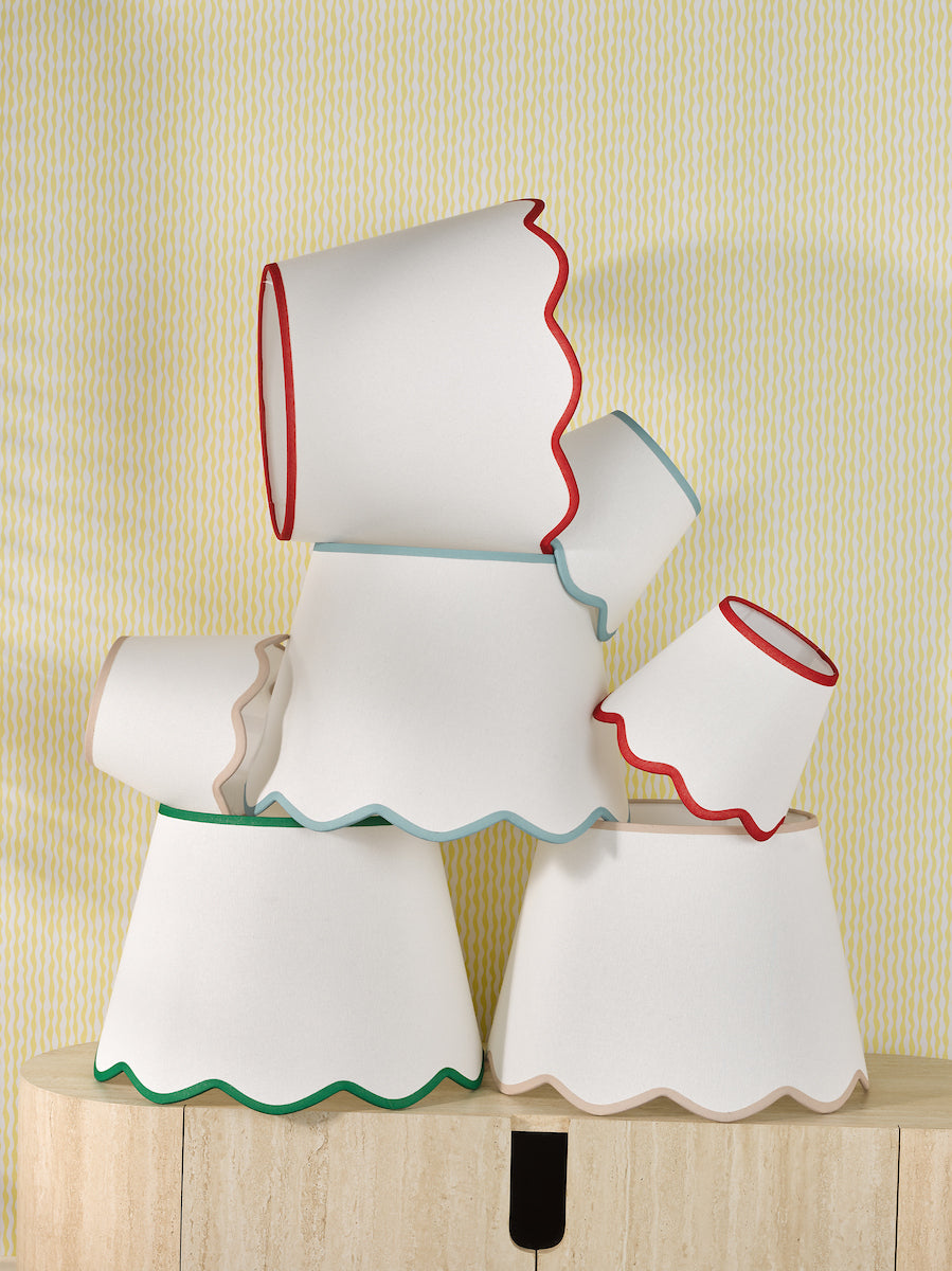 Dar Poma Natural Linen Tapered Drum Shade 45cm Red Trim