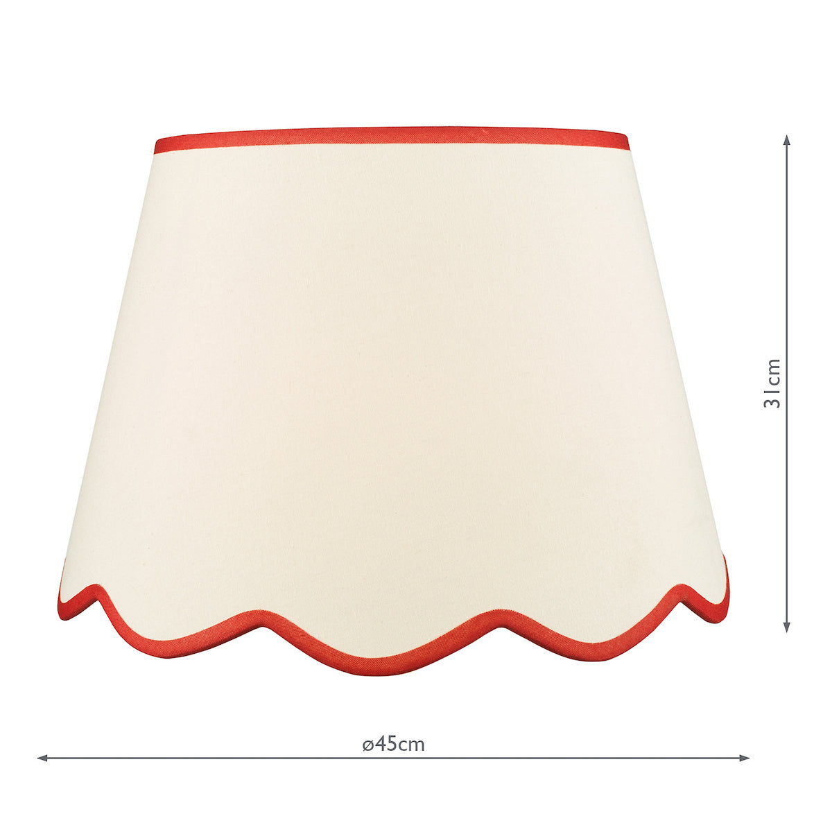 Dar Poma Natural Linen Tapered Drum Shade 45cm Red Trim