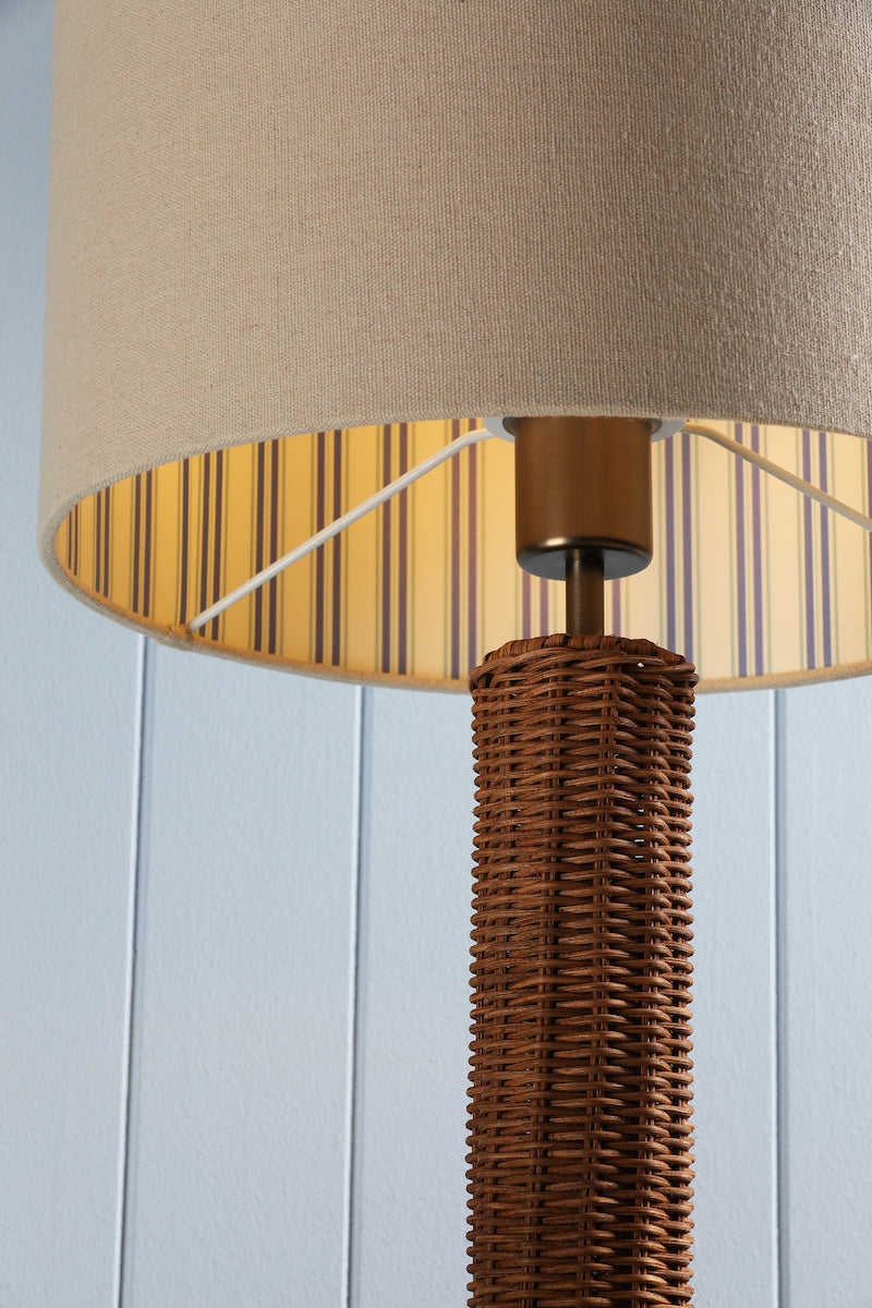 Joules Portree Table Lamp Rattan and Satin Bronze With Shade