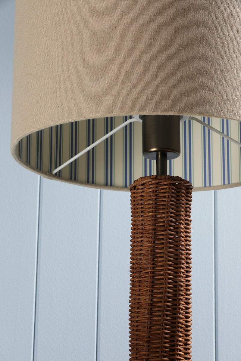 Joules Portree Table Lamp Rattan and Satin Bronze With Shade
