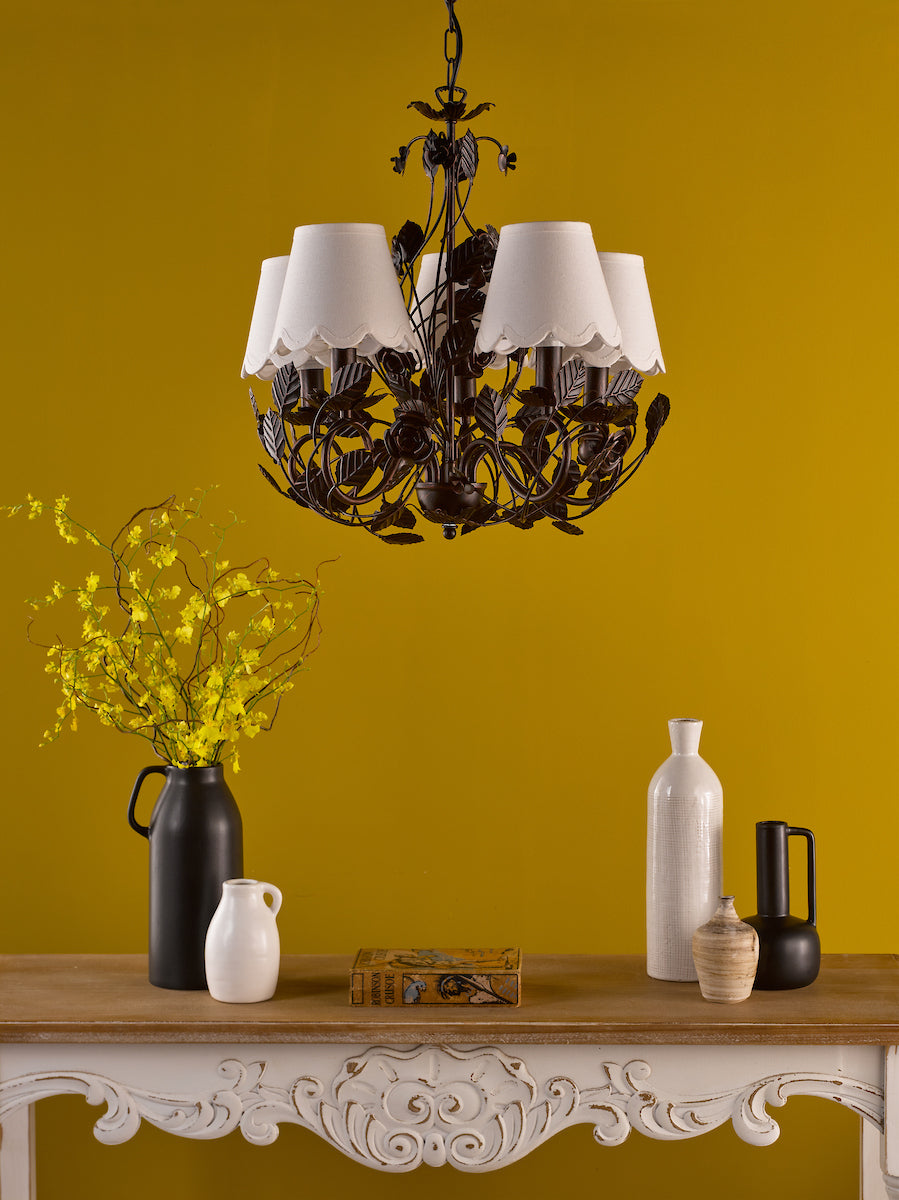 Dar Priscilla 5 Light Pendant Matt Black/Bronze Fitting Only