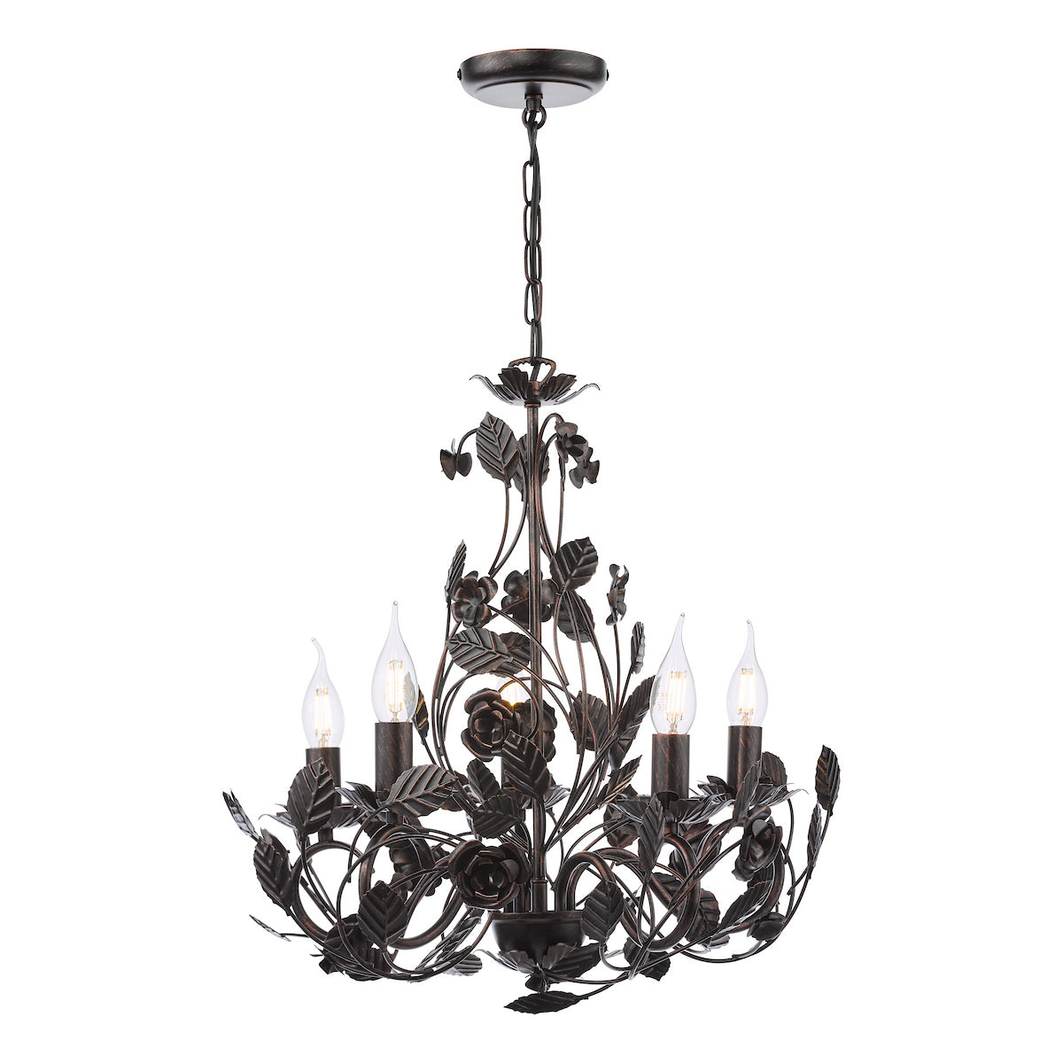 Dar Priscilla 5 Light Pendant Matt Black/Bronze Fitting Only