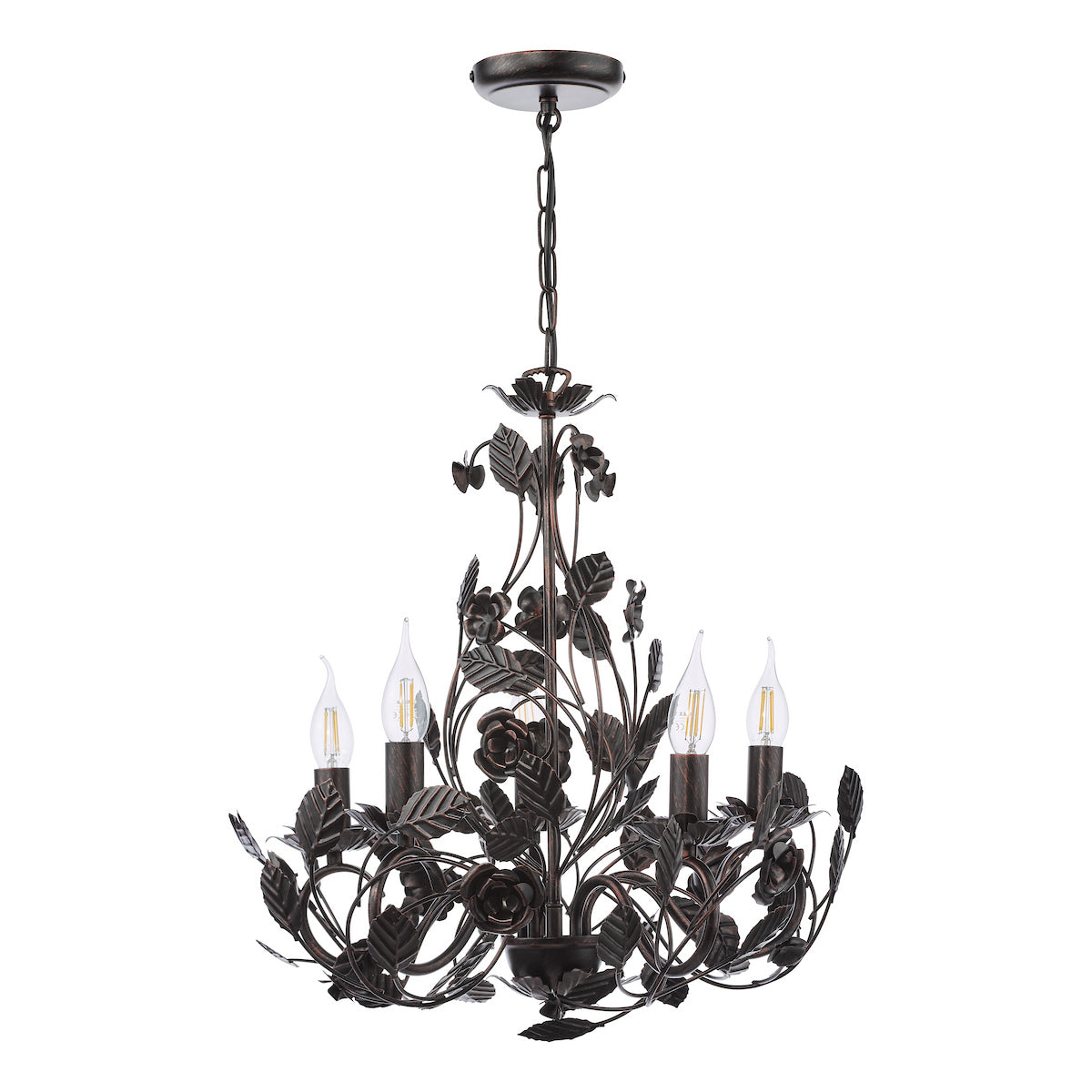 Dar Priscilla 5 Light Pendant Matt Black/Bronze Fitting Only