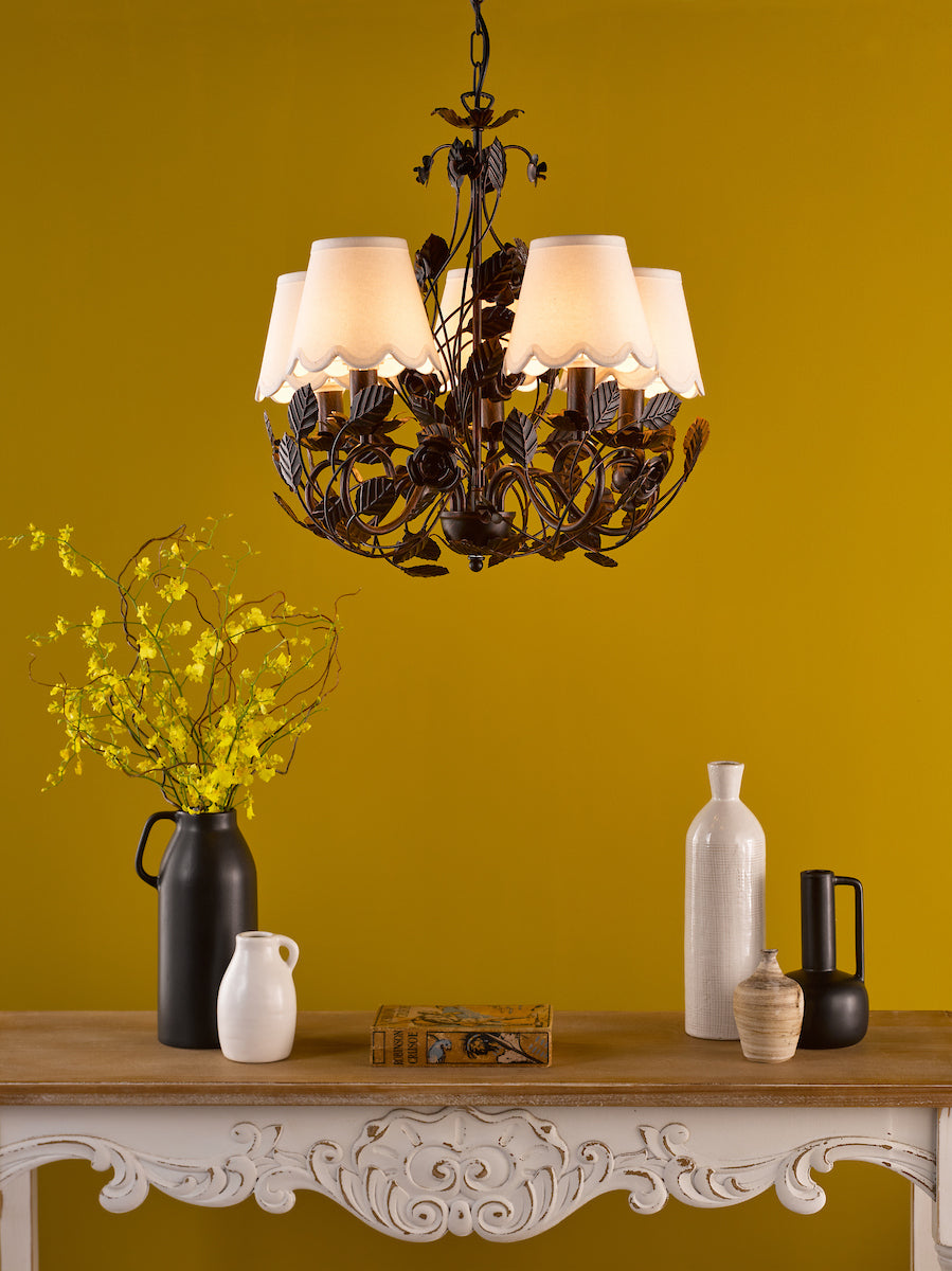 Dar Priscilla 5 Light Pendant Matt Black/Bronze Fitting Only