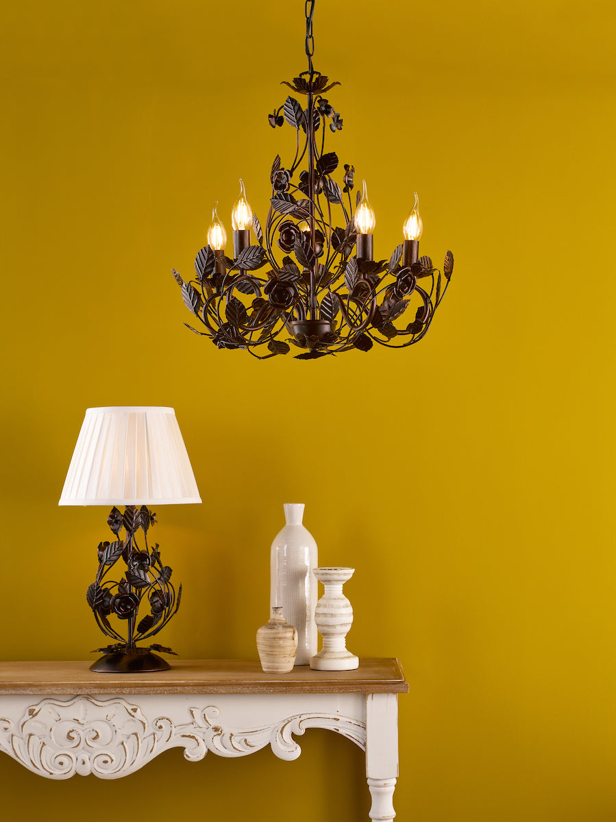 Dar Priscilla 5 Light Pendant Matt Black/Bronze Fitting Only