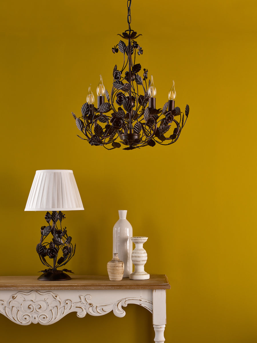 Dar Priscilla 5 Light Pendant Matt Black/Bronze Fitting Only