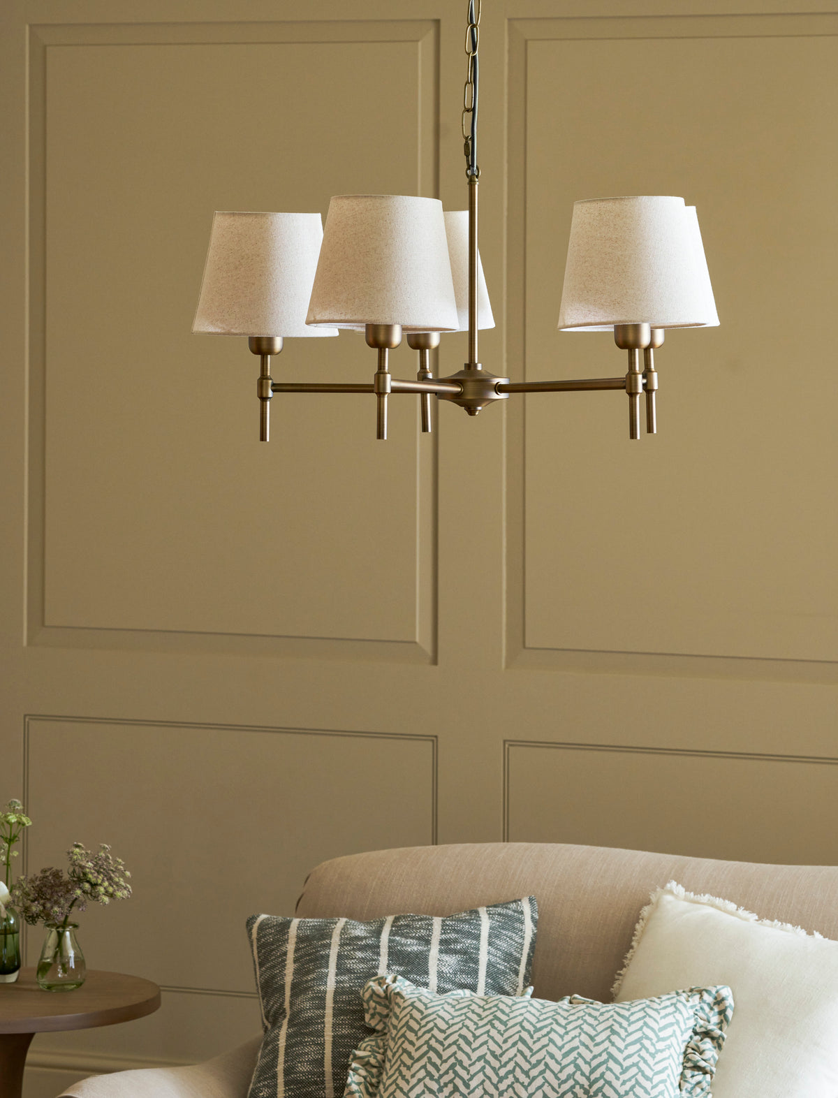 Garden Trading Peartree 5 Light Ceiling Chandelier Antique Bronze with Shades