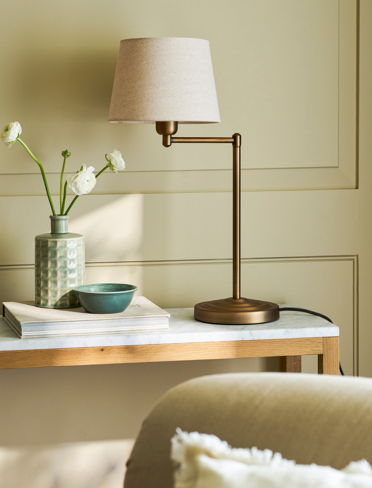Garden Trading Peartree Table Lamp with Shade Antique Bronze