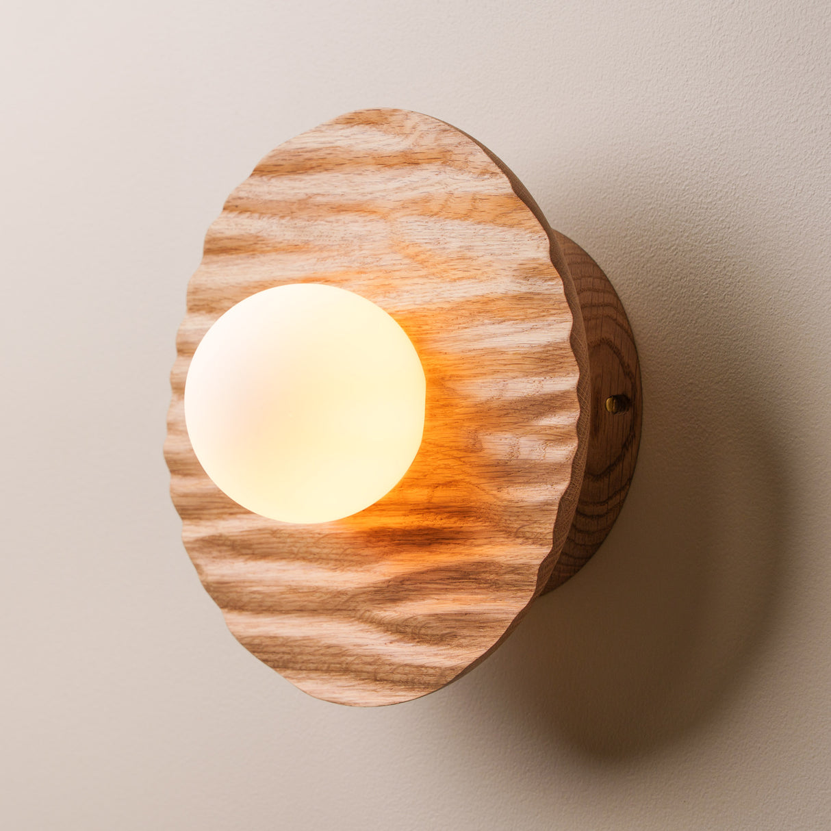 Studio Haran Porth Flush Wall Light in Solid Oak