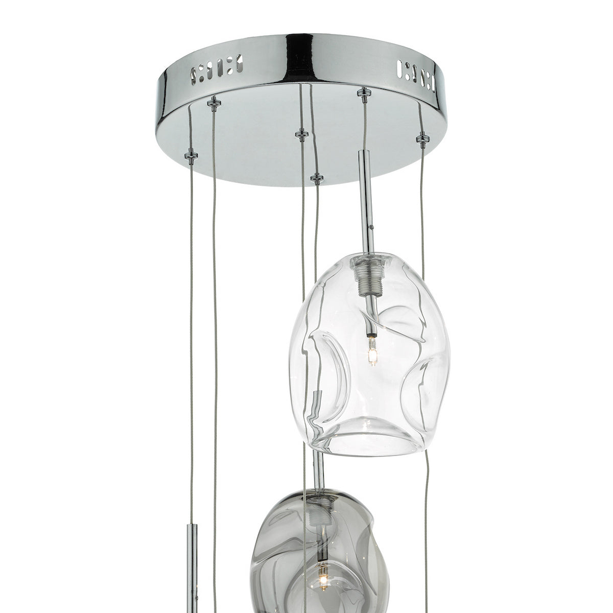 Dar Quinn 6 Light Cluster Pendant Smoked & Clear Glass