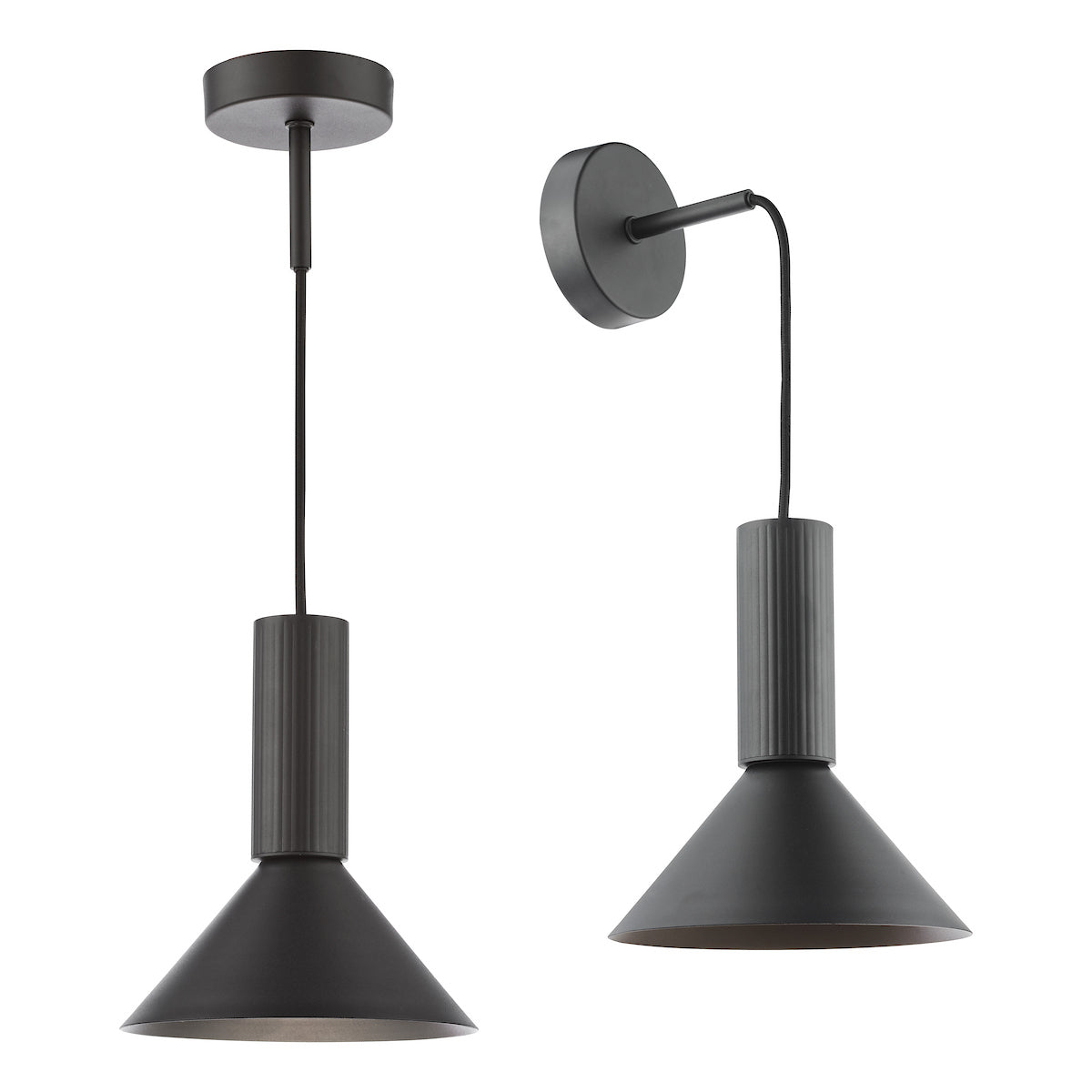 Dar Ragnar Pendant/Wall Light Satin Black
