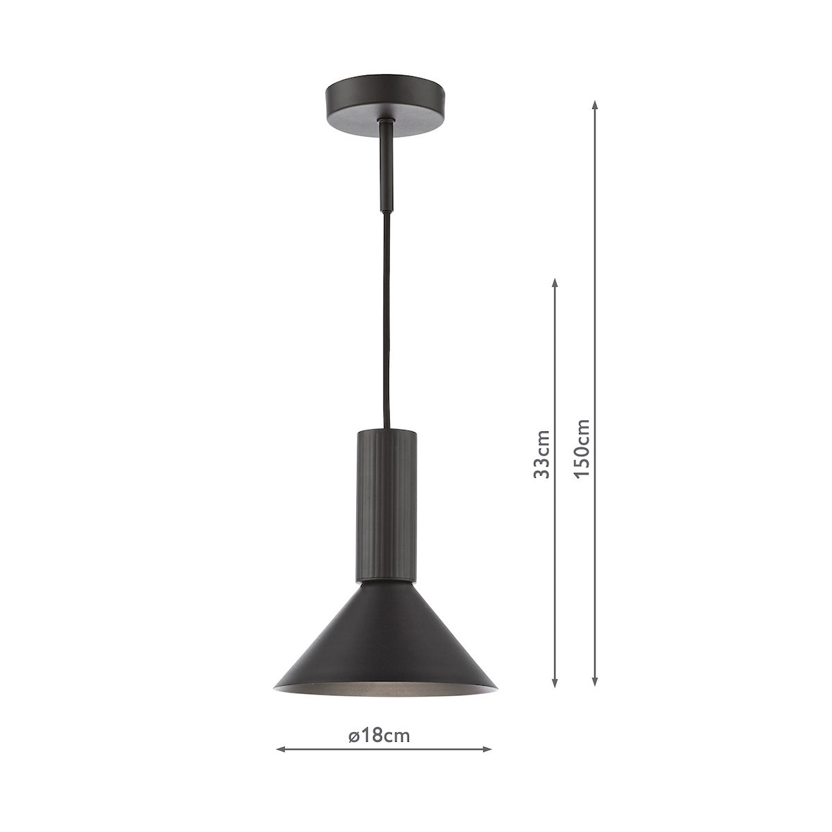 Dar Ragnar Pendant/Wall Light Satin Black