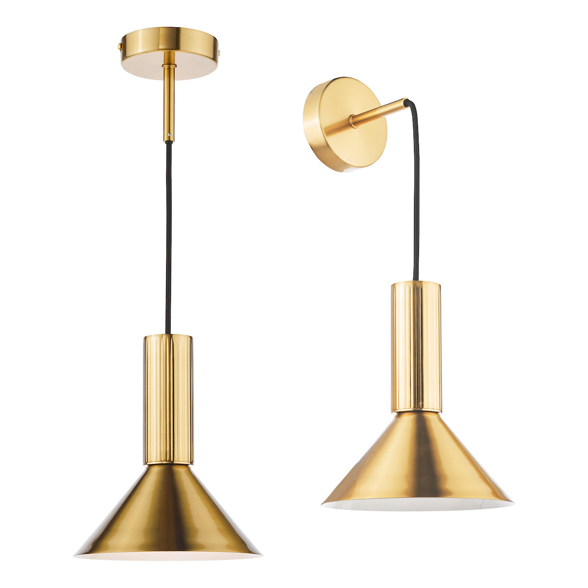 Dar Ragnar Pendant/Wall Light Natural Brass