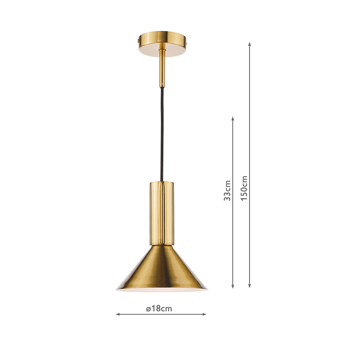 Dar Ragnar Pendant/Wall Light Natural Brass