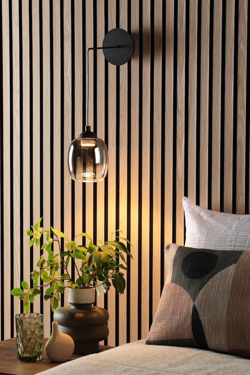 Dar Ramona Pendant/Wall Light Matt Black Ombre Glass LED