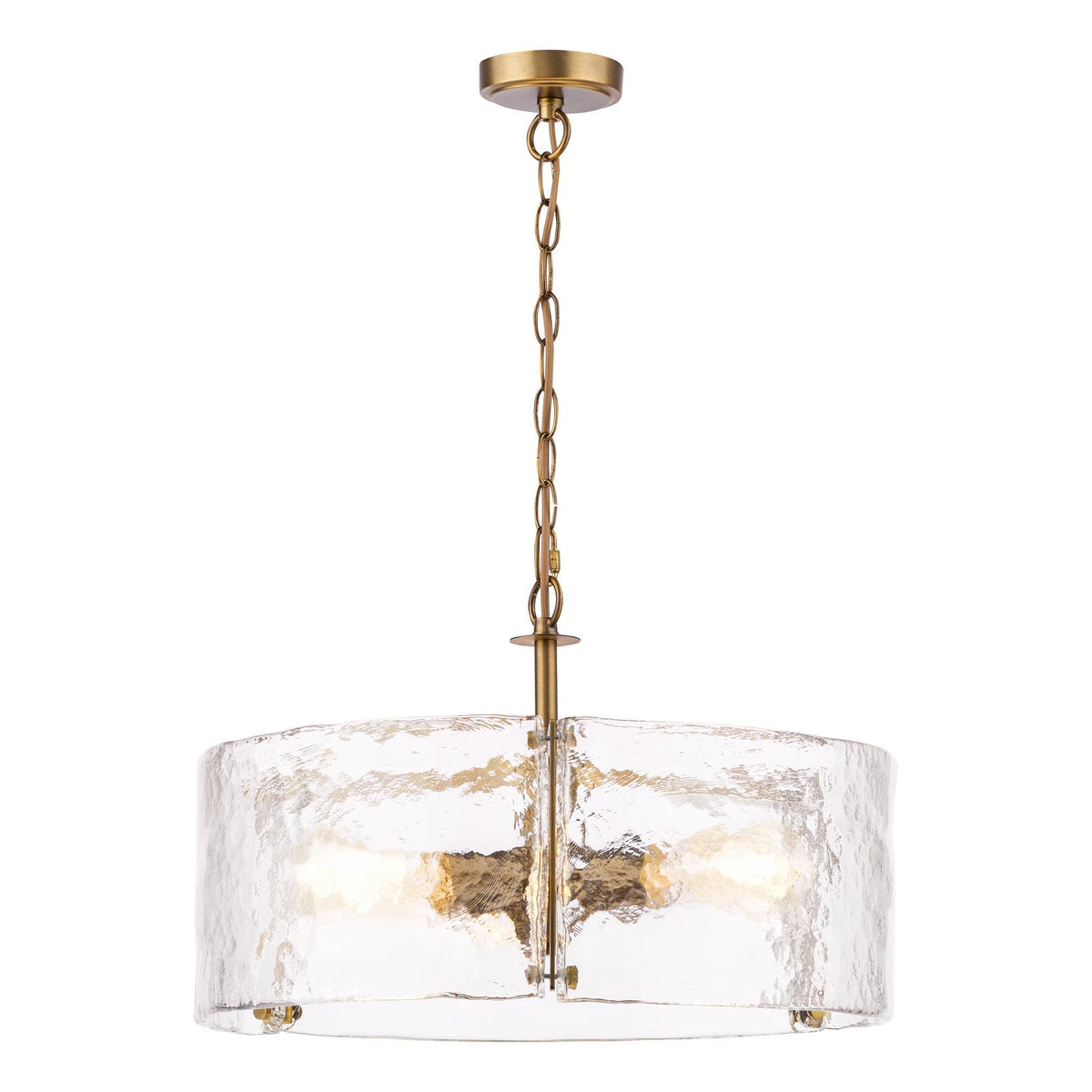 Dar Ravis 3 Light Pendant Antique Bronze and Textured Glass