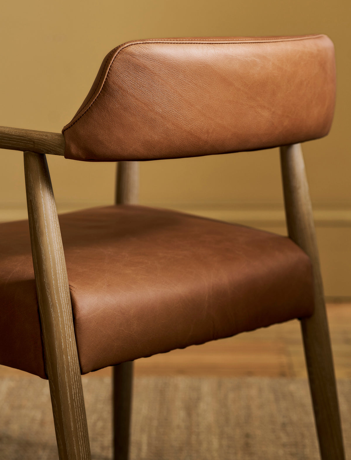 Garden Trading Rowden Leather Dining Chair Ash Wood