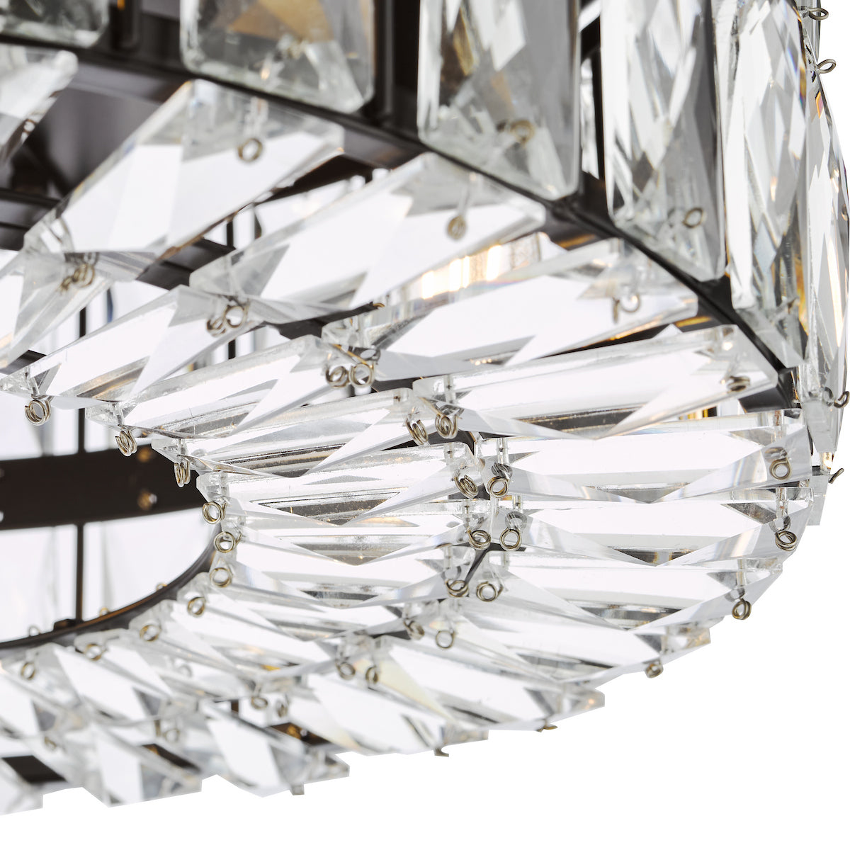 Dar Relena 4 Light Flush Matt Black and Crystal