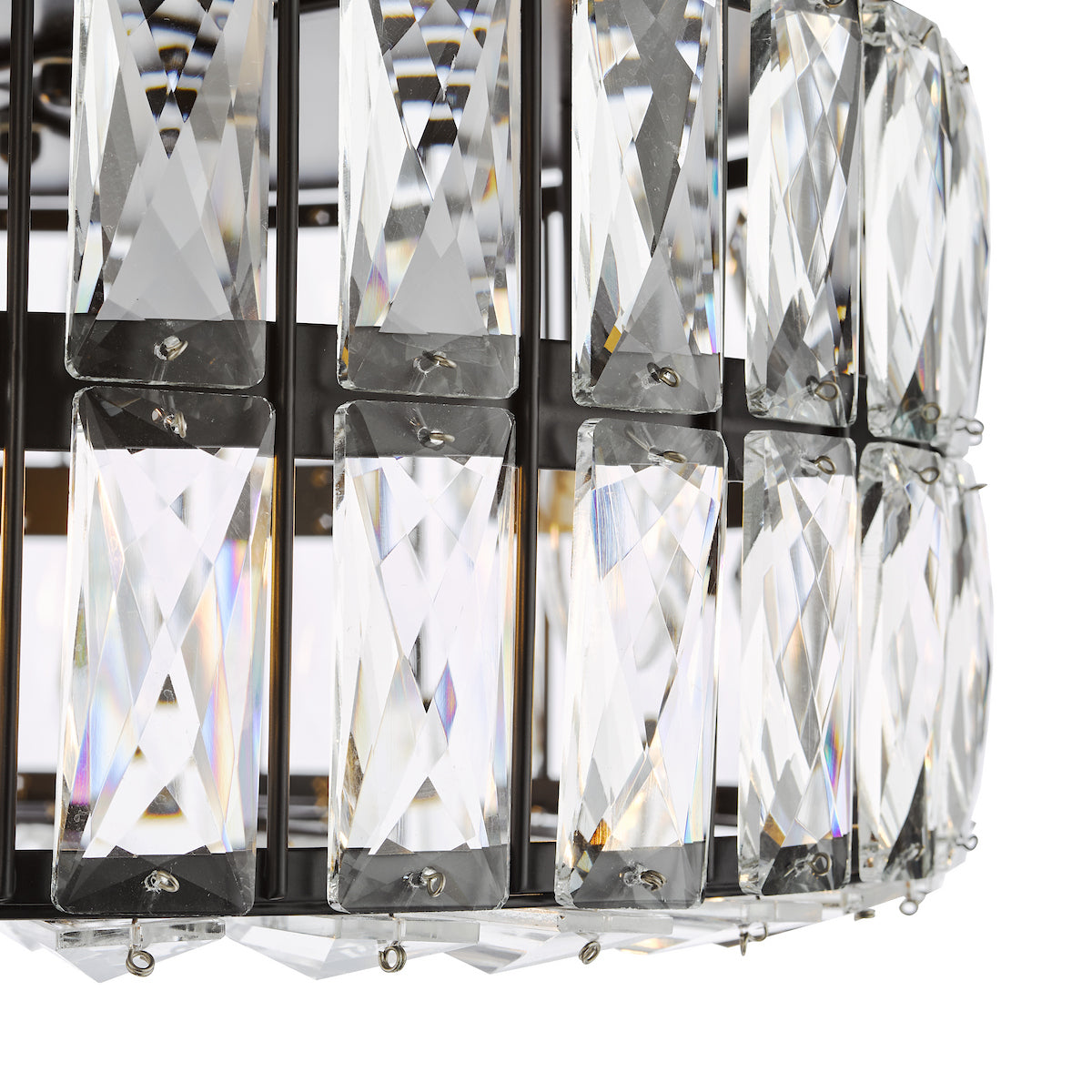 Dar Relena 4 Light Flush Matt Black and Crystal