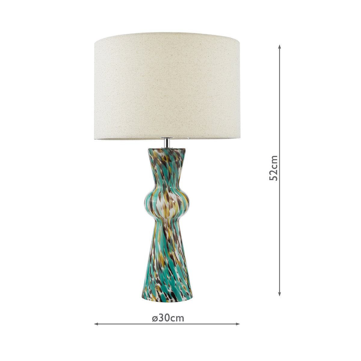 Dar Rheneas Table Lamp Blue Art Glass With Shade