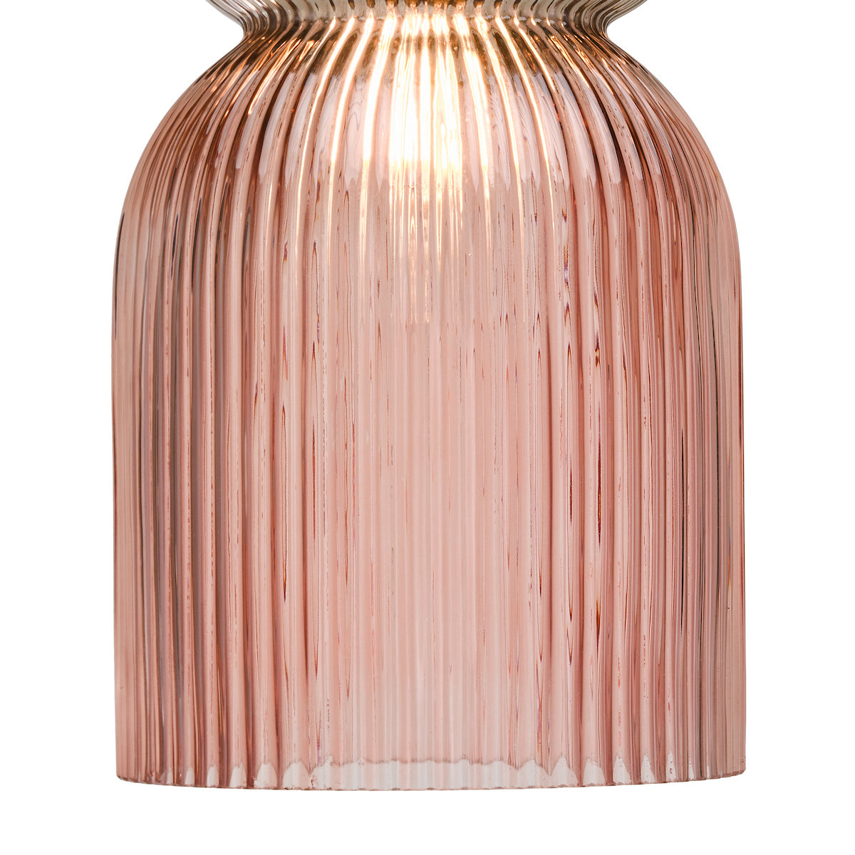 Dar Rhubarb Pendant Pink and Green Ribbed Glass