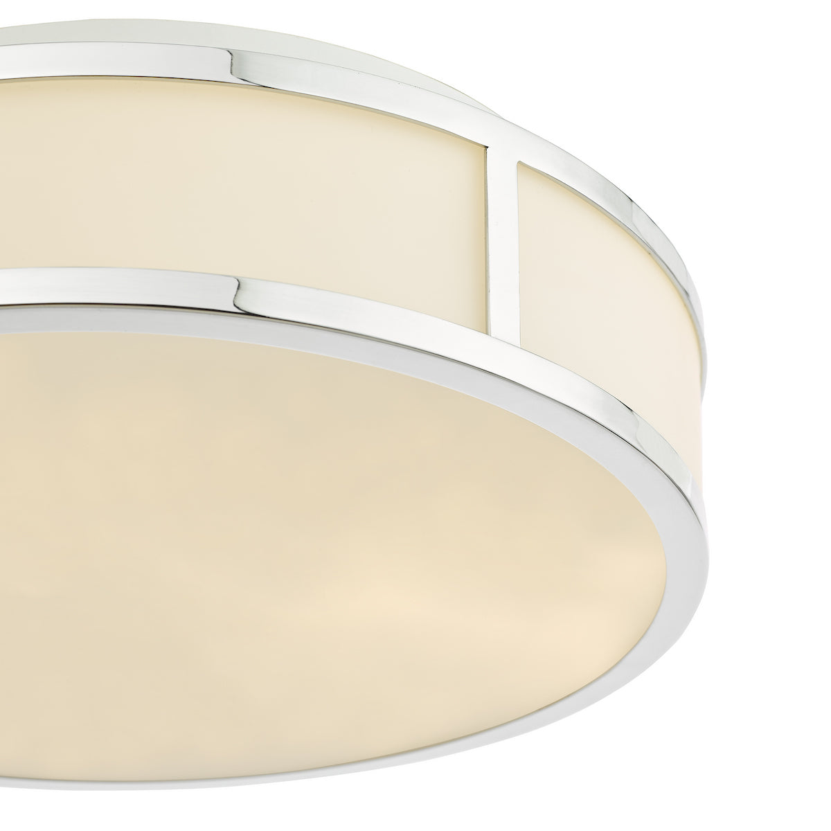 Dar Royce 2 Light Bathroom Flush Polished Chrome and Opal Glass IP44