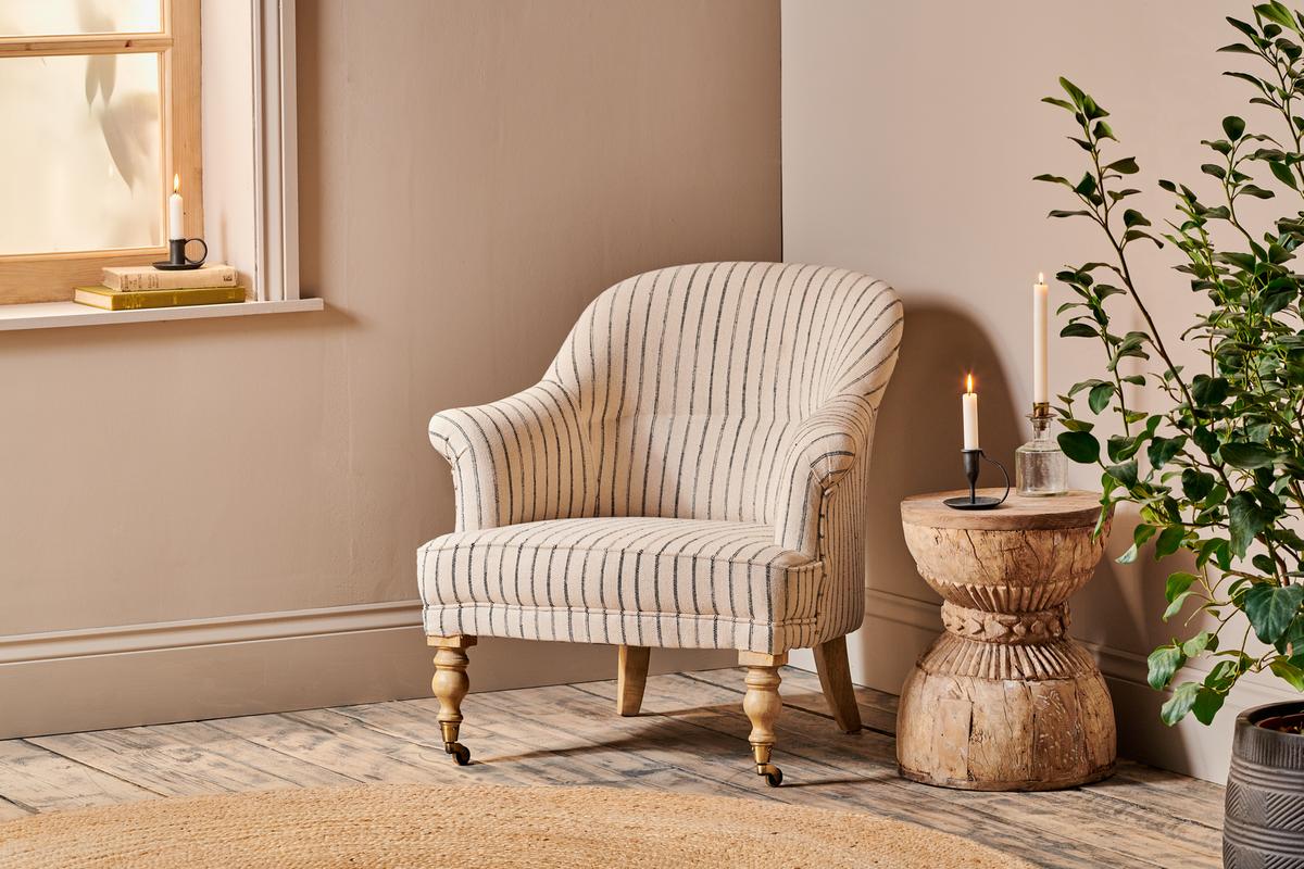 Nkuku Sanja Stripe Armchair Off White