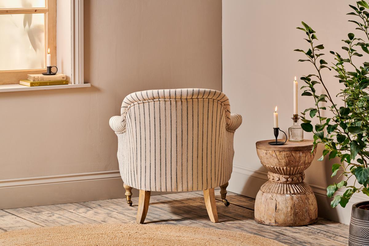 Nkuku Sanja Stripe Armchair Off White