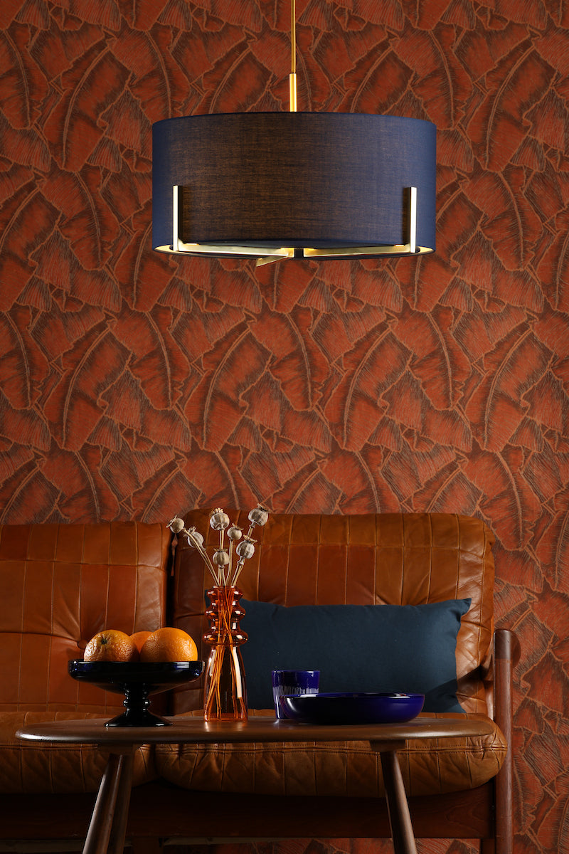 Dar Santino Pendant Gold With Navy Cotton Shade