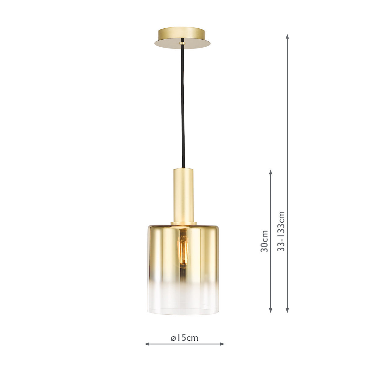 Dar Savannah Pendant Satin Gold and Gold Ombre Glass