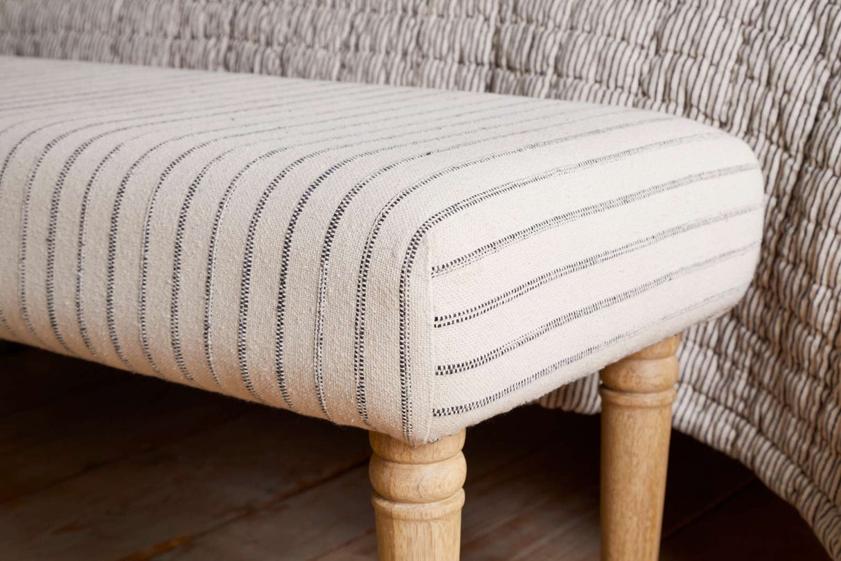 Nkuku Sanja Stripe Upholstered Bench Grey