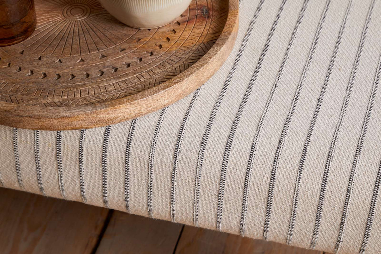 Nkuku Sanja Stripe Upholstered Bench Grey