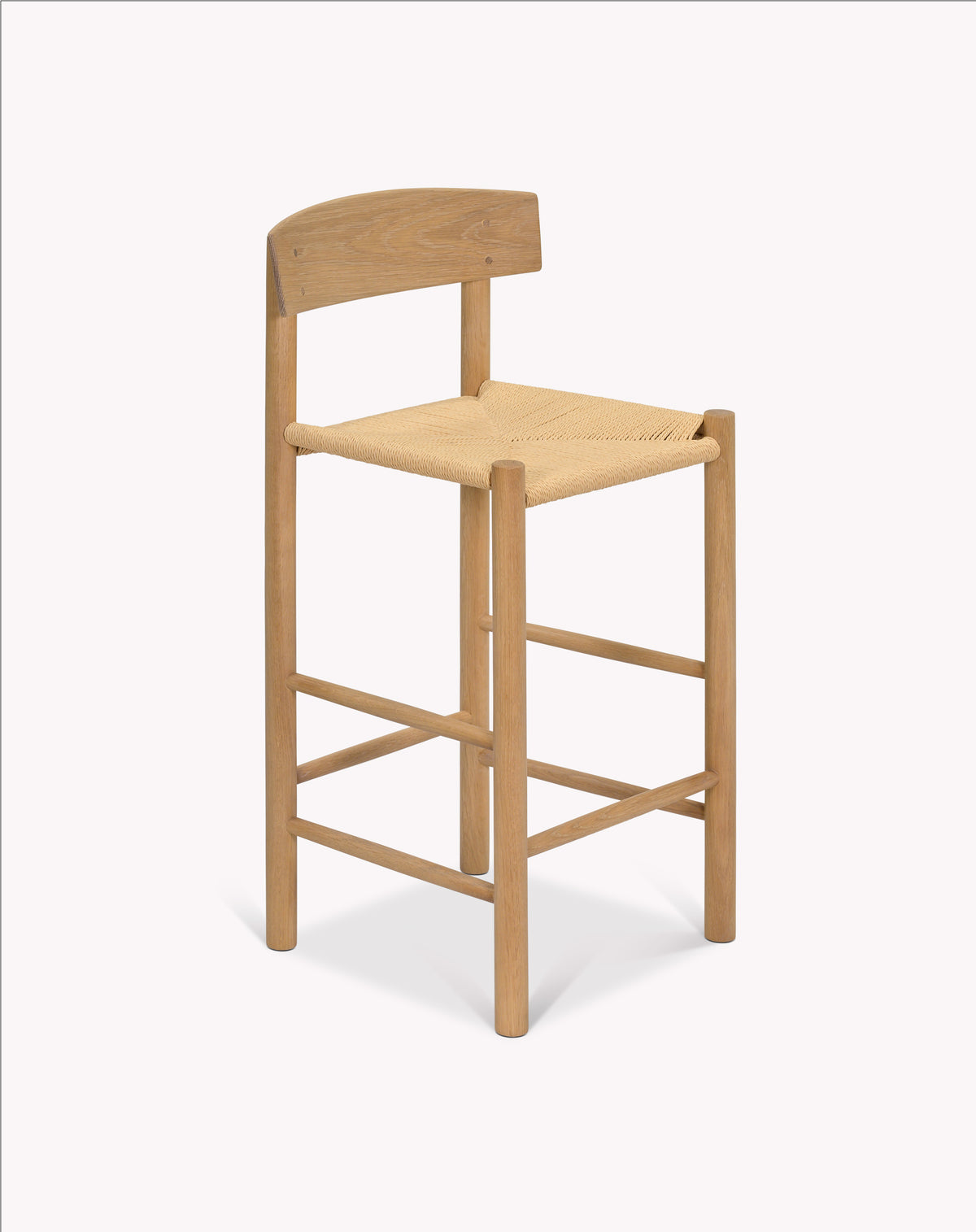 Garden Trading Longworth Bar Stool With Back, Natural Oak Wood