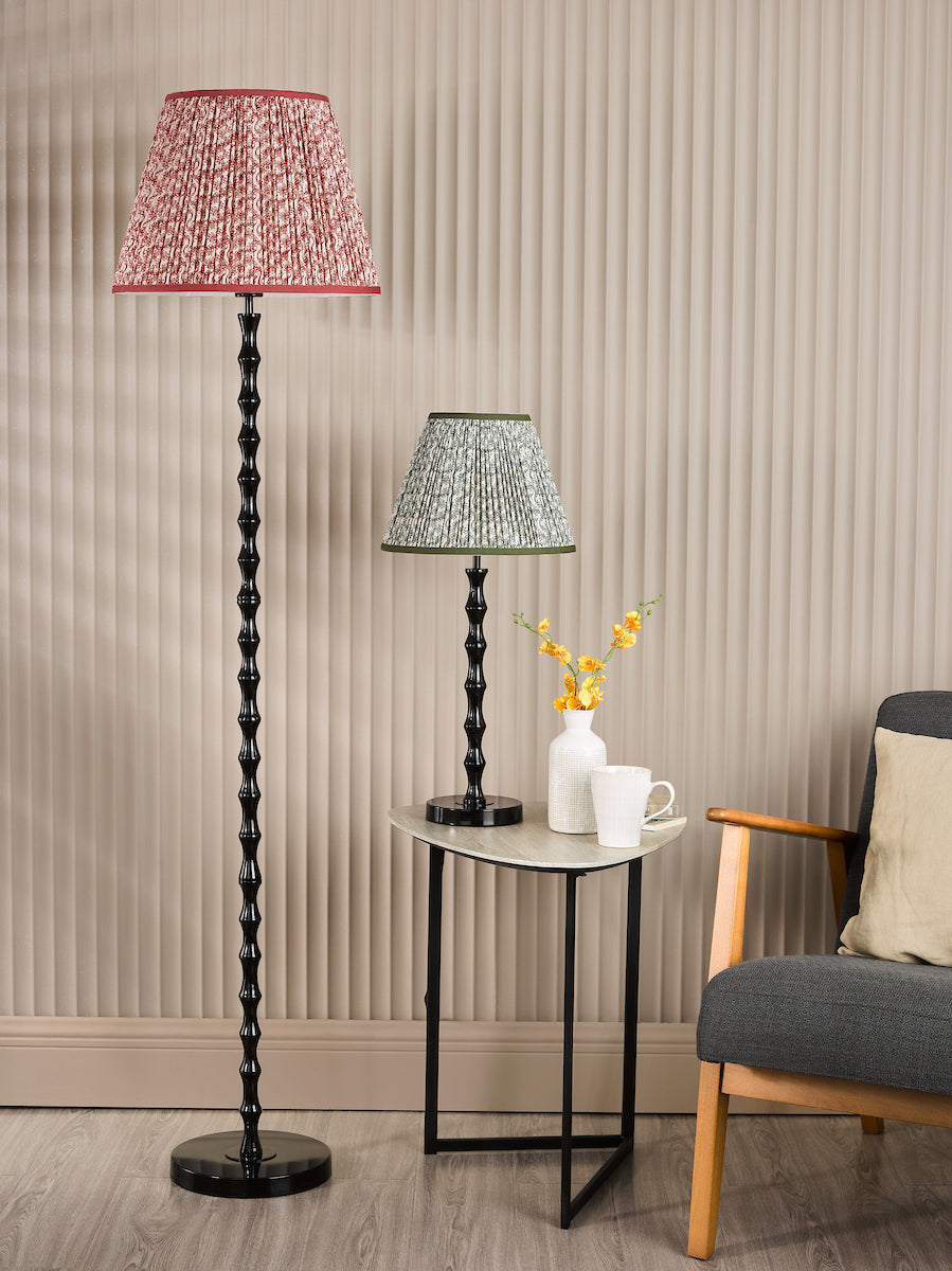 Dar Siyanda Floor Lamp Black With Esther Red Shade