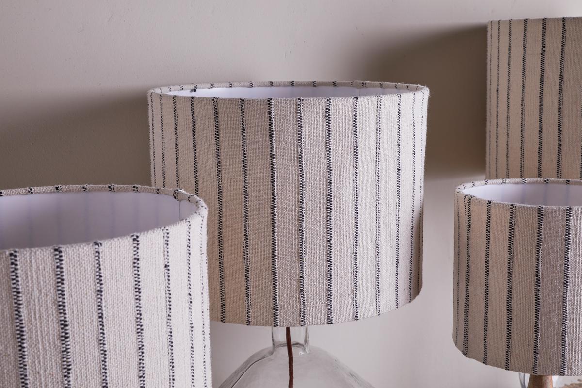 Nkuku Sanja Cotton Stripe Lampshade Off White & Grey Large 35cm