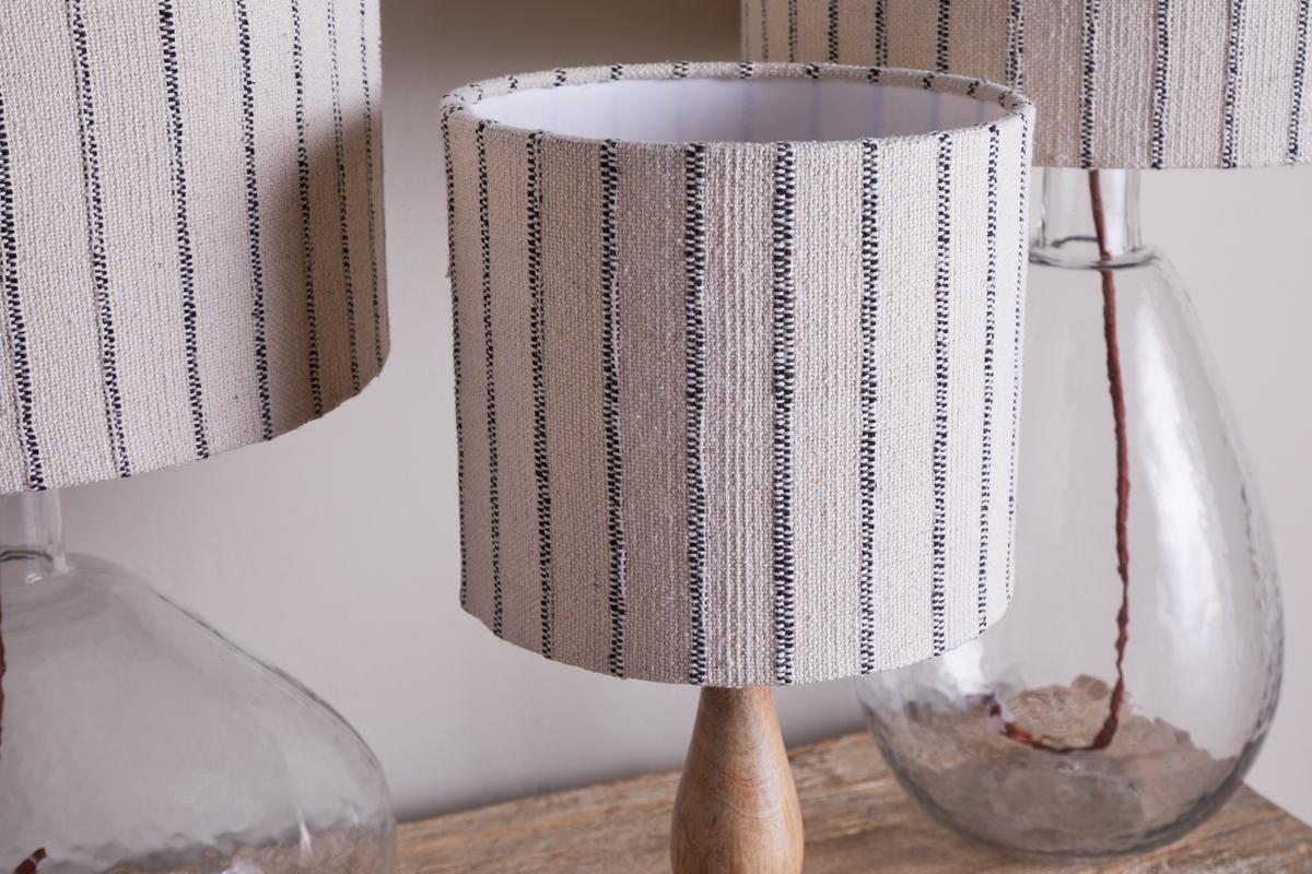 Nkuku Sanja Cotton Stripe Lampshade Off White & Grey Large 35cm