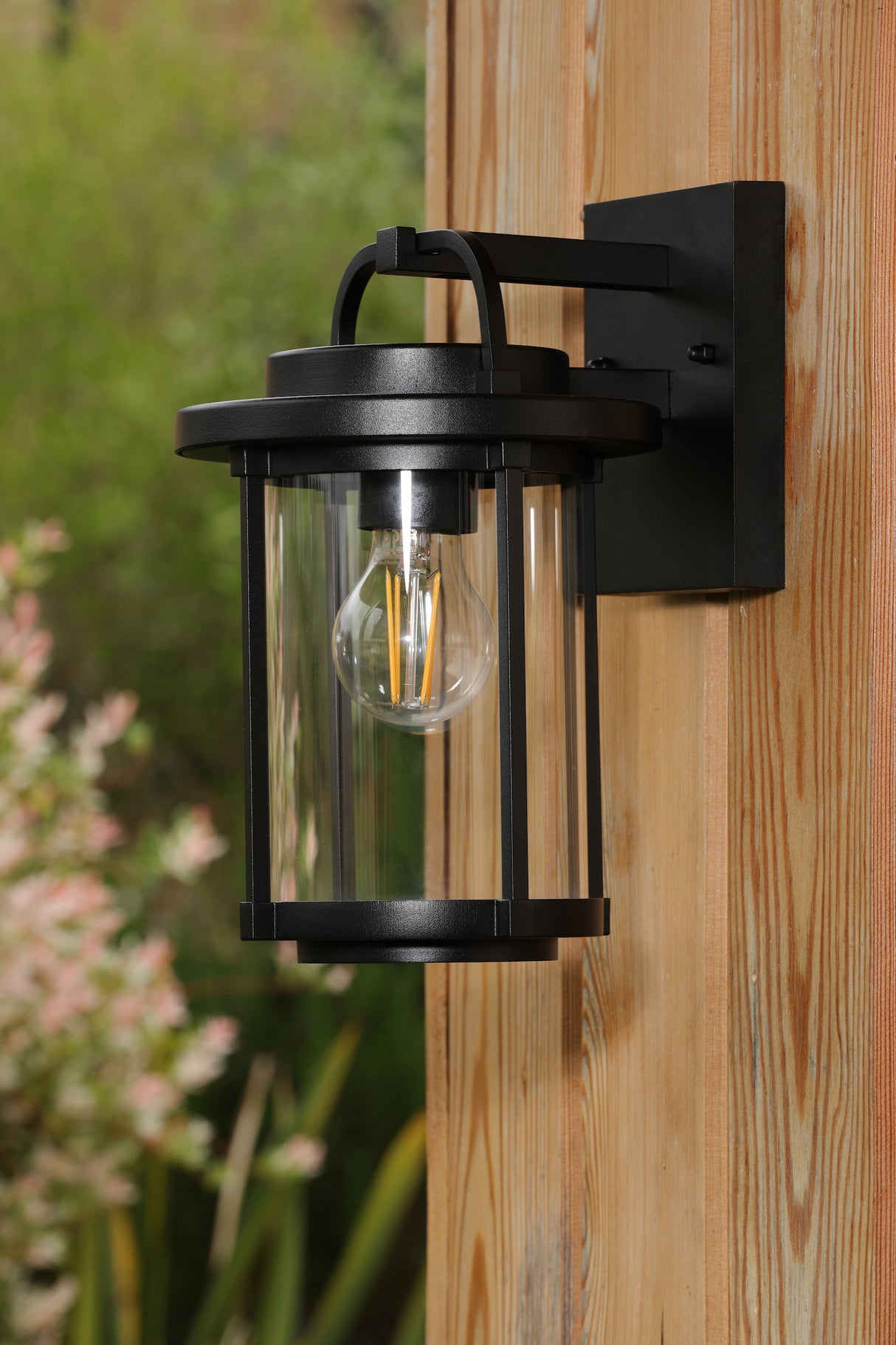 David Hunt Solent Outdoor Wall Light Black and Glass