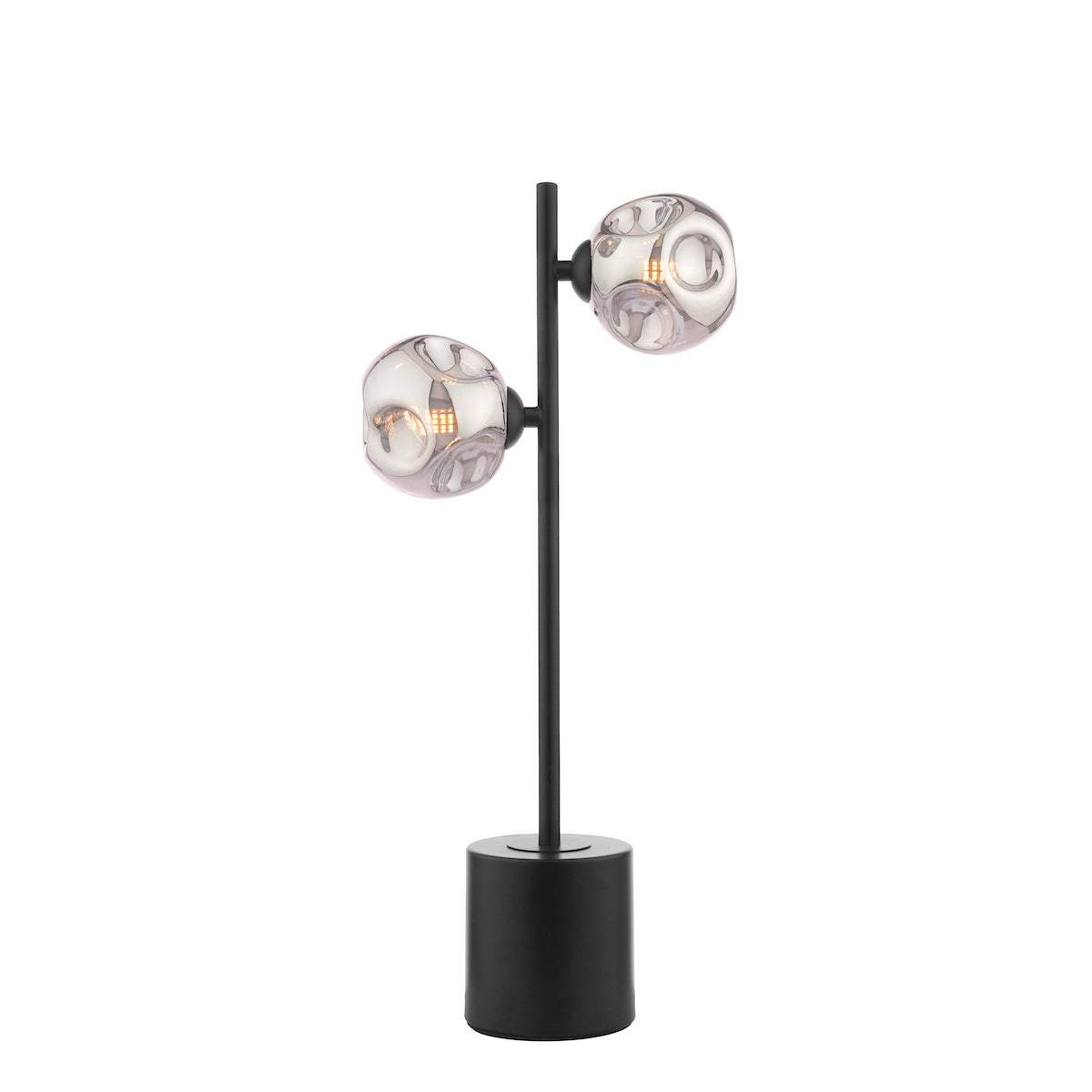 Dar Spiral 2 Light Table Lamp Matt Black With Closed Organic Smoked Glass