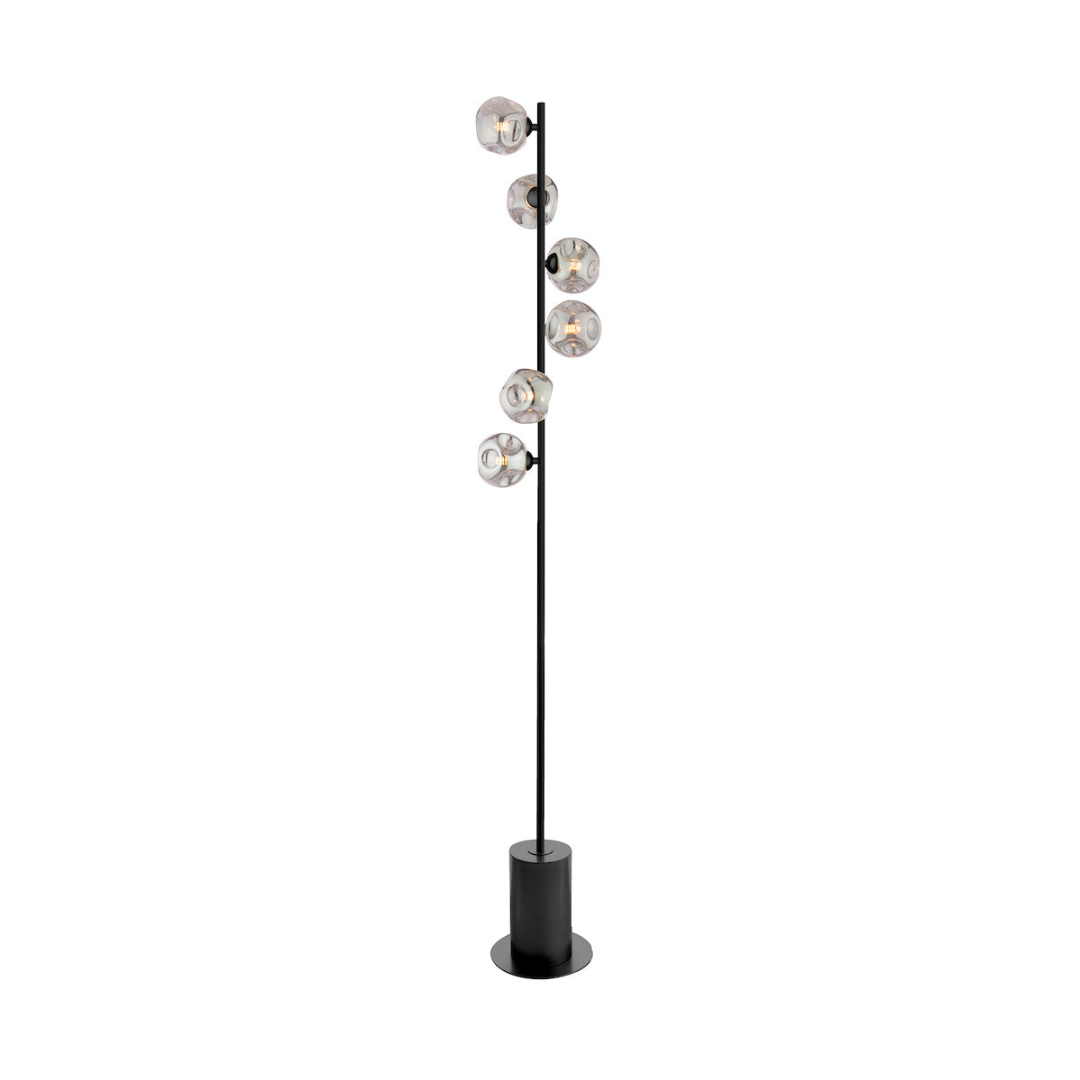 Dar Spiral 6 Light Floor Lamp Matt Black With Closed Organic Smoked Glass