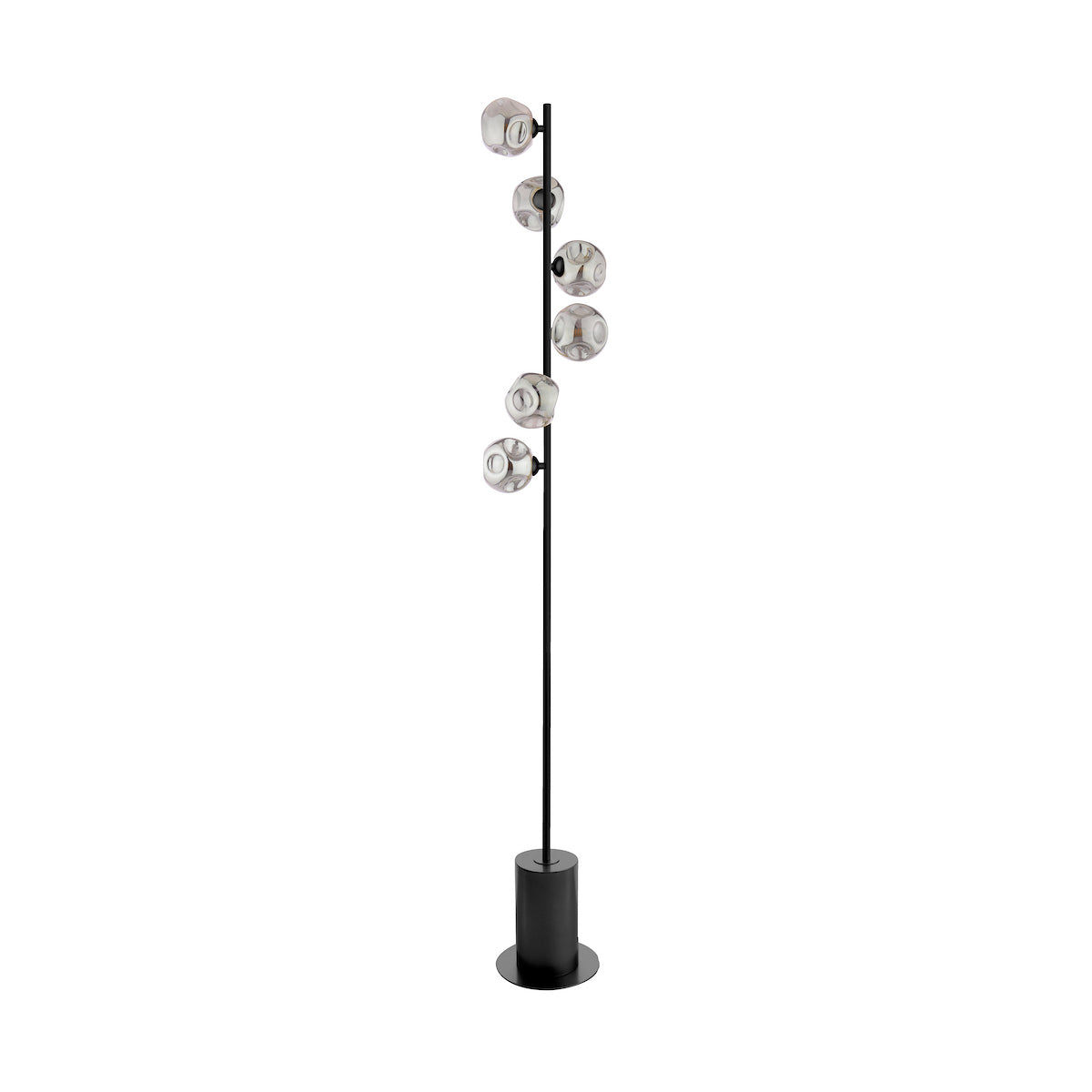Dar Spiral 6 Light Floor Lamp Matt Black With Closed Organic Smoked Glass