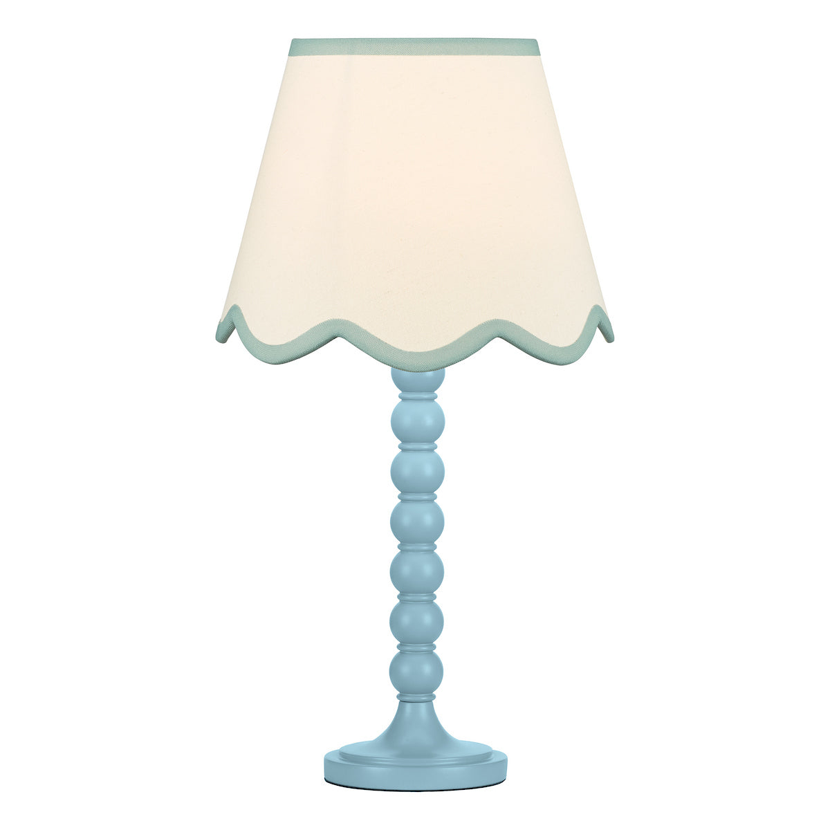 Dar Spool Table Lamp Blue With Poma Shade