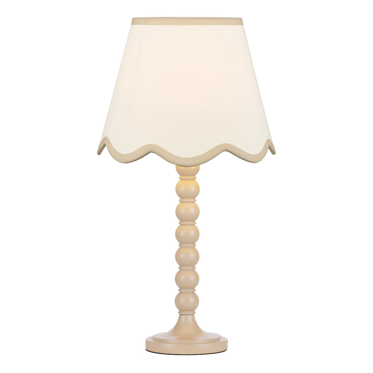 Dar Spool Table Lamp Taupe With Poma Shade