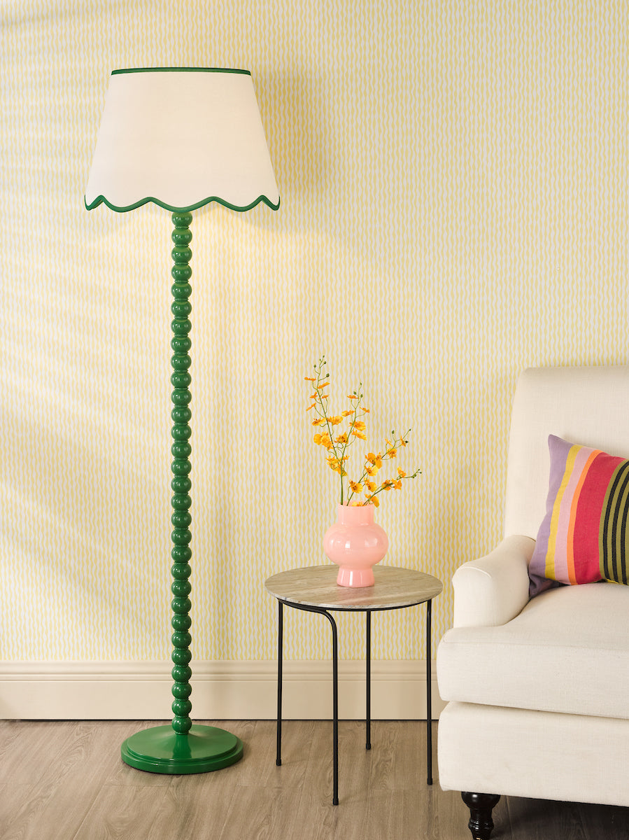 Dar Spool Floor Lamp Green With Poma Shade