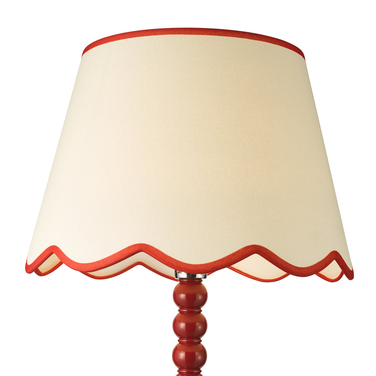 Dar Poma Natural Linen Tapered Drum Shade 45cm Red Trim