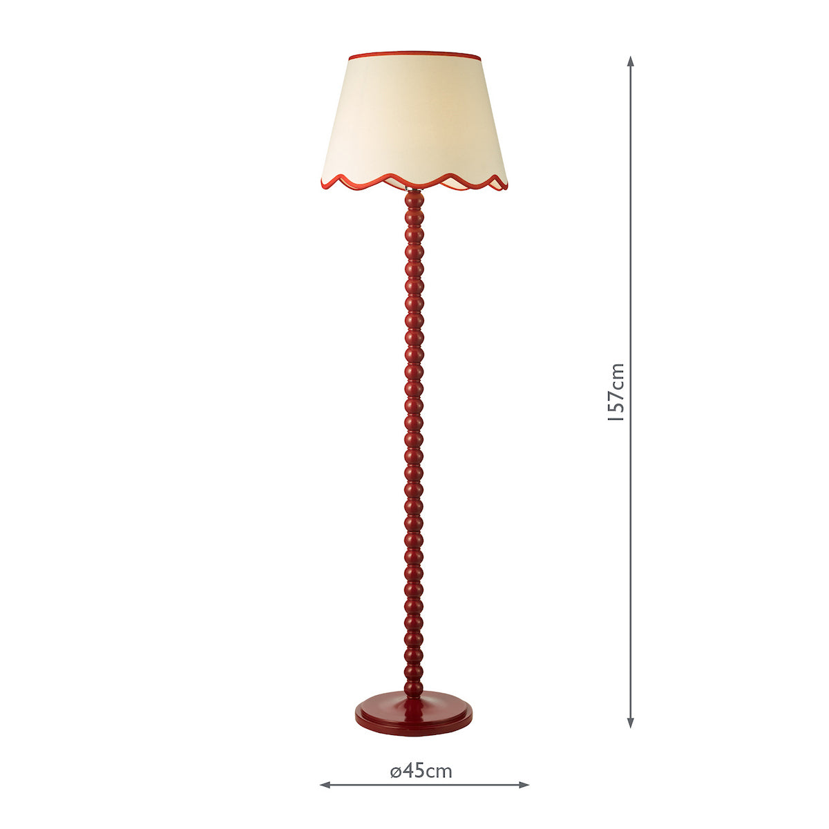 Dar Spool Floor Lamp Red With Poma Shade