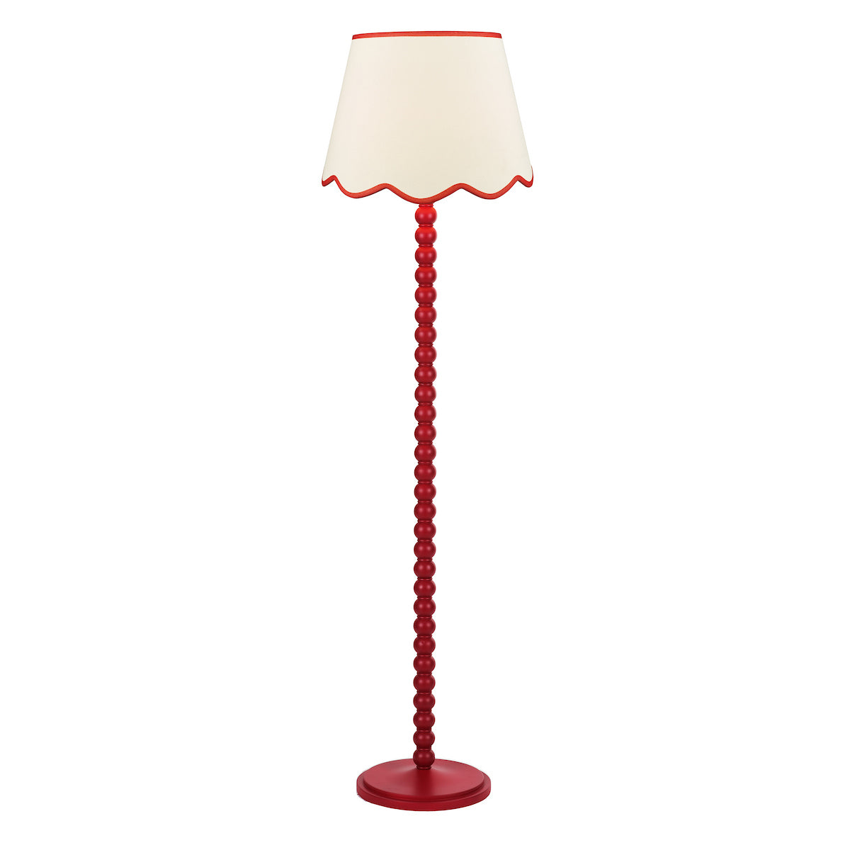 Dar Spool Floor Lamp Red With Poma Shade