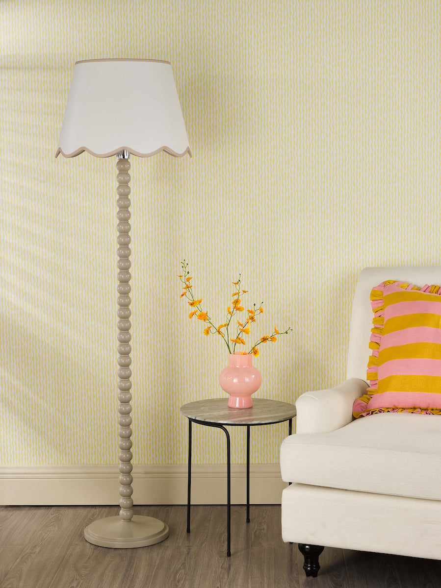 Dar Spool Floor Lamp Taupe With Poma Shade