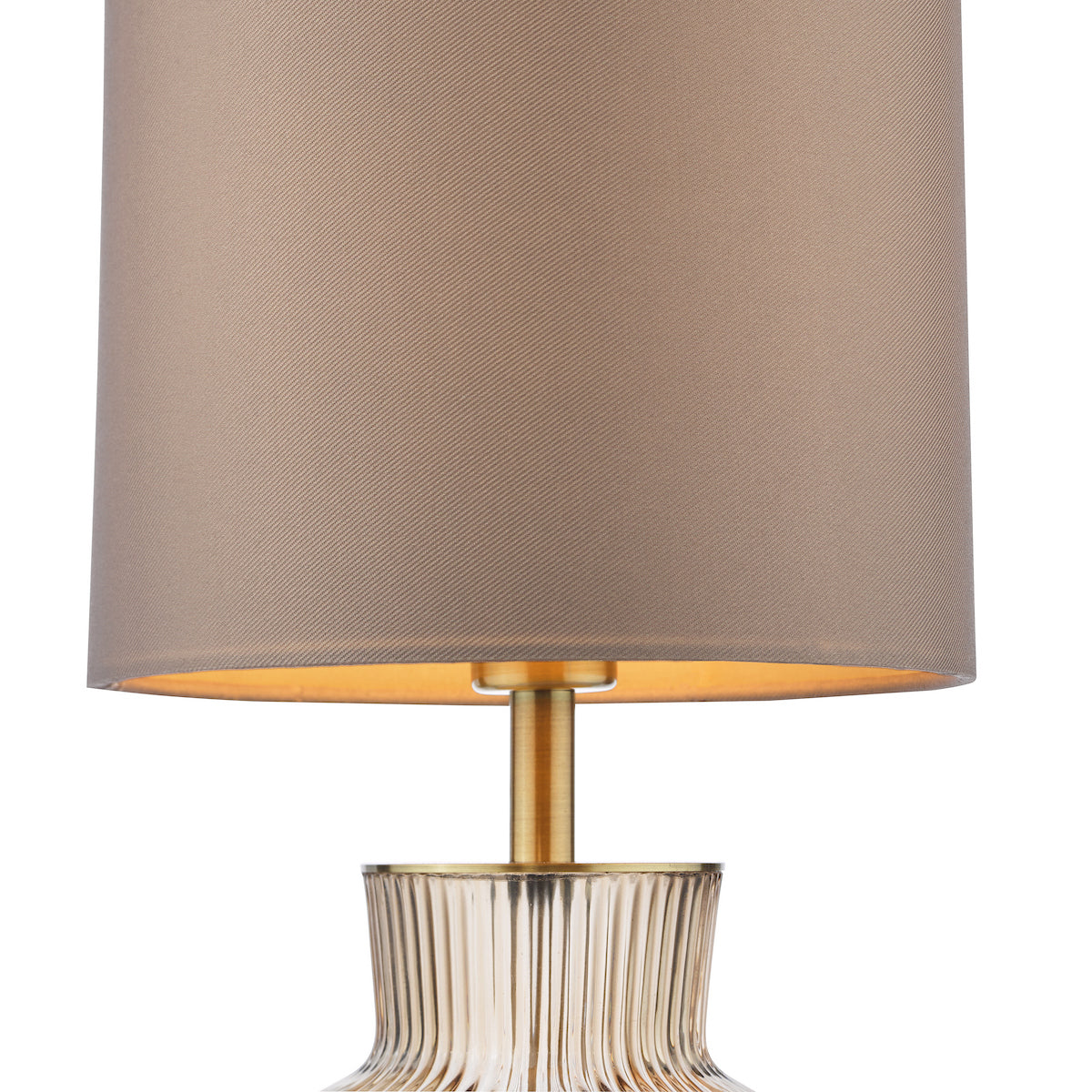 Dar Suelita Table Lamp Brown Ribbed Glass and Antique Brass With Shade
